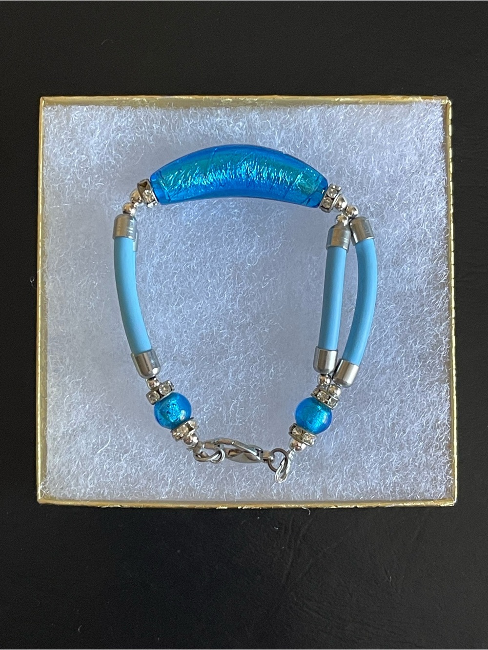 New Blue foil Glass wrap Bracelet.